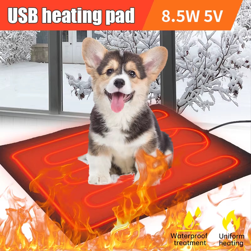 JAMova Pet Dog Heating Pad Warm USB Folding Heated Sheet Waterproof Car Seat Mat Cushion Pet Reptile Winter Outdoor Warm 30X24.5X0.16Cm