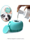 JAMova Pet Shampoo Brush, Silicone Massage Rubber Bath Comb with Shampoo Dispenser, for Dogs and Cats Grooming Tool, Random Color Delivery