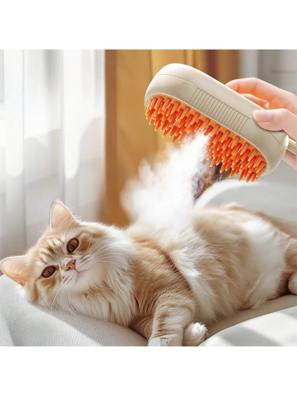 JAMova 3-In-1 Pet Supplies, Dog Supplies, Cat Supplies Floating Hair Cleaner, Massage Cleaning Brush, No Need to Bath Pets Steamer Comb, Comb Floating Hair, Remove Floating Hair, Remove Other Hair, with Massage, Equipped with USB Interface and Cable