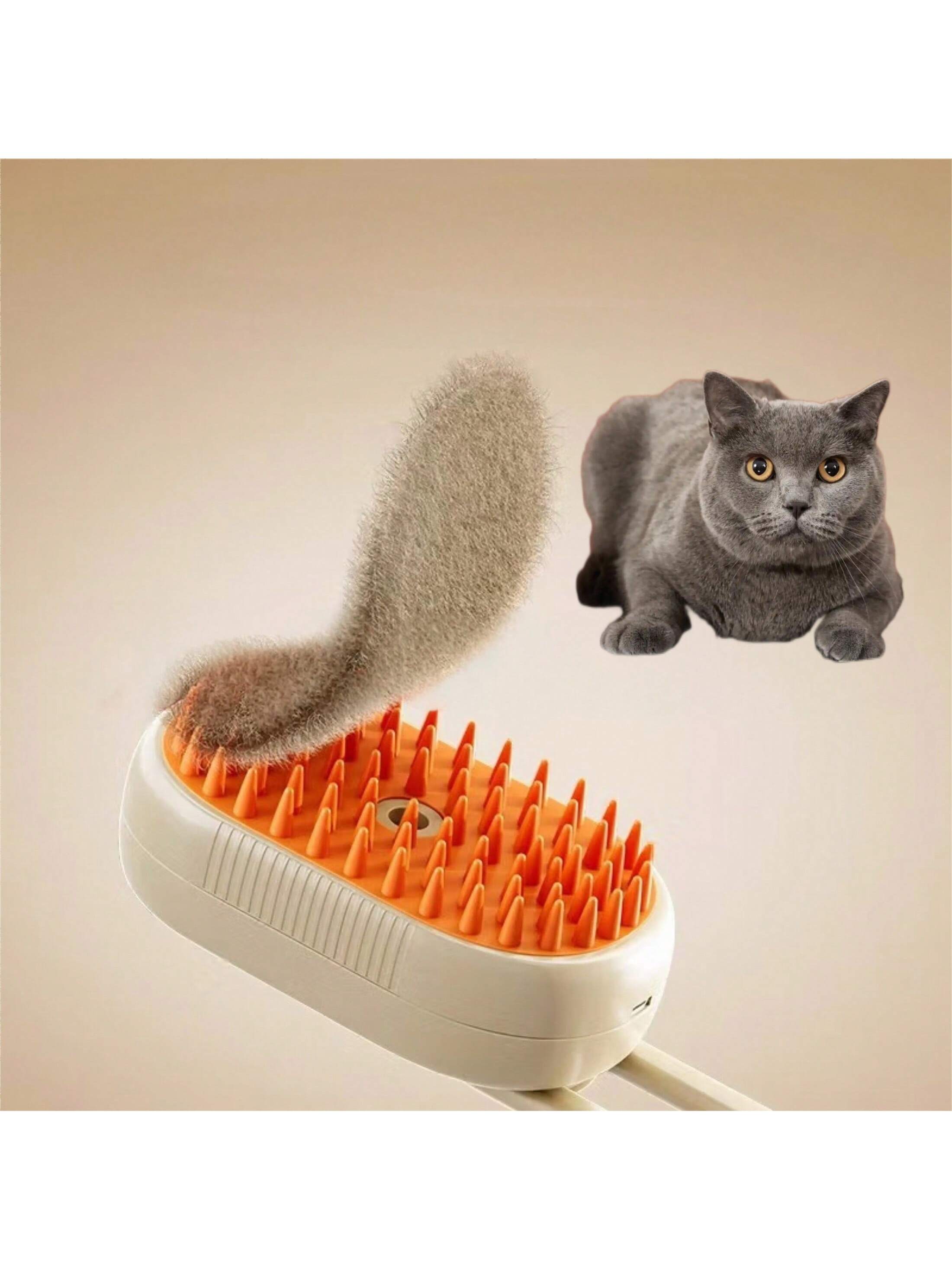 JAMova 3-In-1 Pet Supplies, Dog Supplies, Cat Supplies Floating Hair Cleaner, Massage Cleaning Brush, No Need to Bath Pets Steamer Comb, Comb Floating Hair, Remove Floating Hair, Remove Other Hair, with Massage, Equipped with USB Interface and Cable