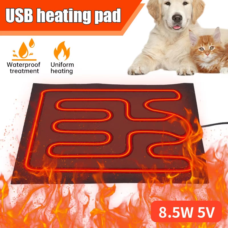 JAMova Pet Dog Heating Pad Warm USB Folding Heated Sheet Waterproof Car Seat Mat Cushion Pet Reptile Winter Outdoor Warm 30X24.5X0.16Cm
