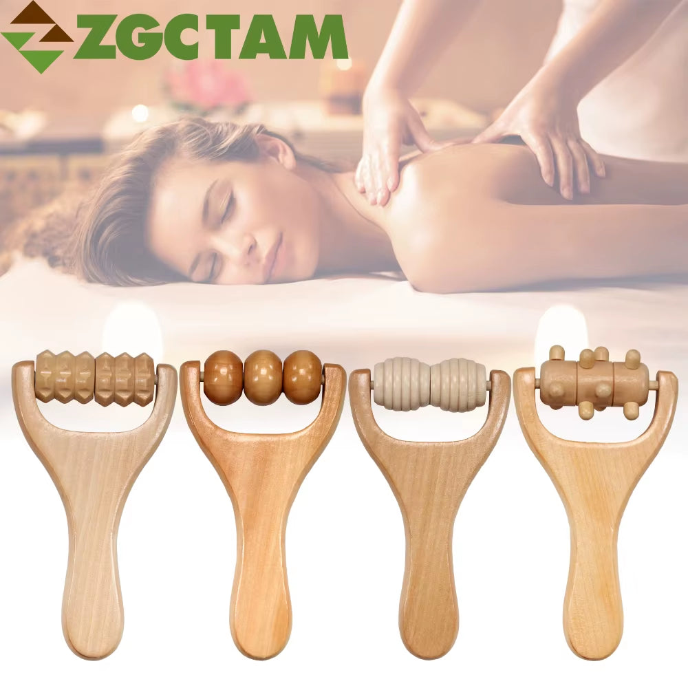JAMova 1Pcs Wooden Massage Roller, Back, Waist, Thigh, Leg, Hands Massage Tool, Pain Acupressure Deep Tissue Massage Therapy Equipment