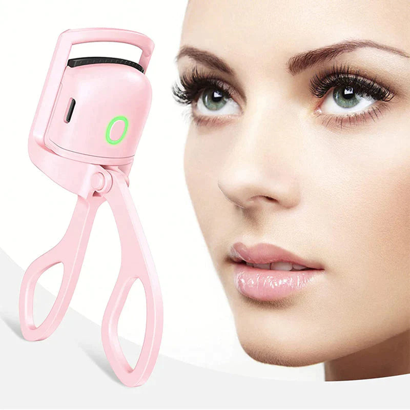 JAMova Mini Portable Heating Pink Heater Eyelash Curler Kit Electric Heated Eyelash Curler with Charger Usb