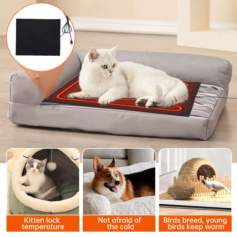 JAMova Pet Dog Heating Pad Warm USB Folding Heated Sheet Waterproof Car Seat Mat Cushion Pet Reptile Winter Outdoor Warm 30X24.5X0.16Cm