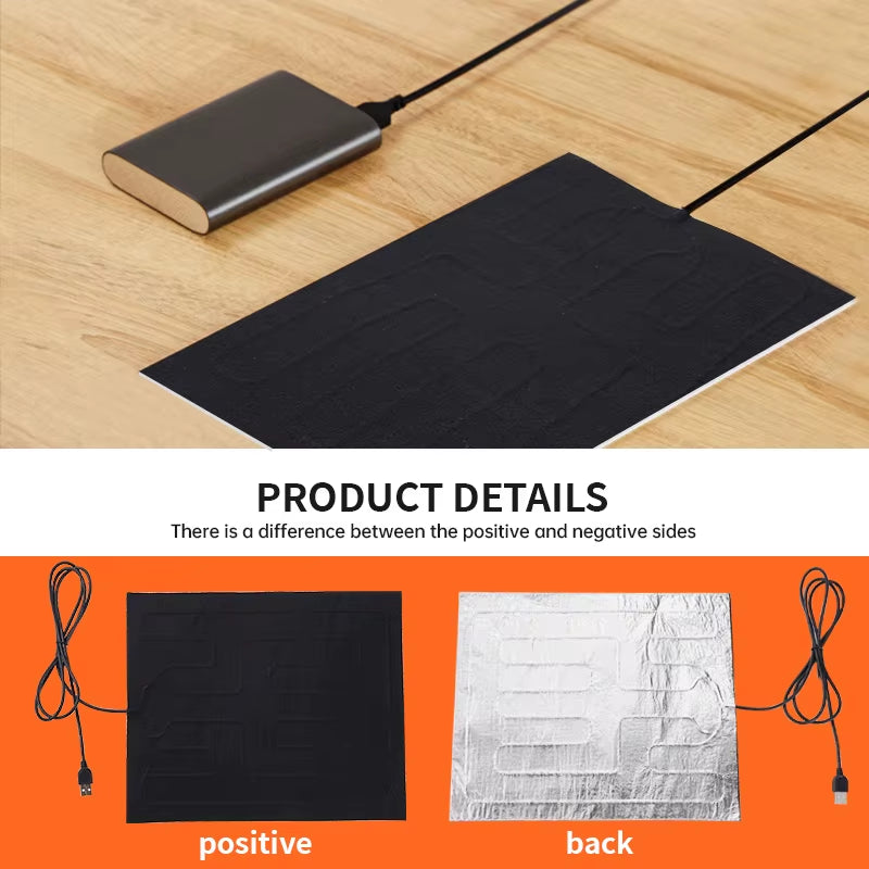 JAMova Pet Dog Heating Pad Warm USB Folding Heated Sheet Waterproof Car Seat Mat Cushion Pet Reptile Winter Outdoor Warm 30X24.5X0.16Cm